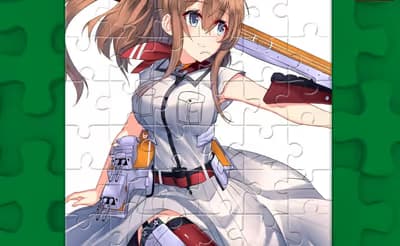 Anime Girl With Gun Puzzle logo