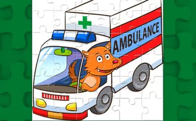 Cartoon Ambulance Puzzle logo