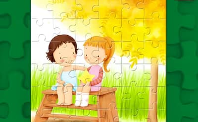 Cartoon Children's Day Puzzle logo