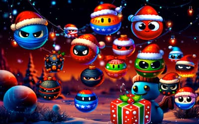 Christmas Rush Red and Friend Balls logo