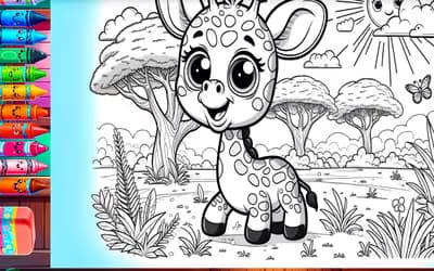 Coloring book cute animals logo
