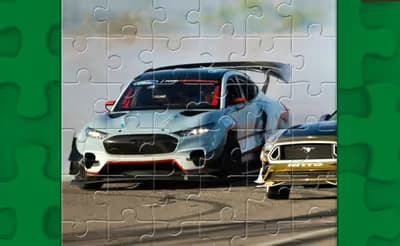 Drifting Mustang Car Puzzle logo