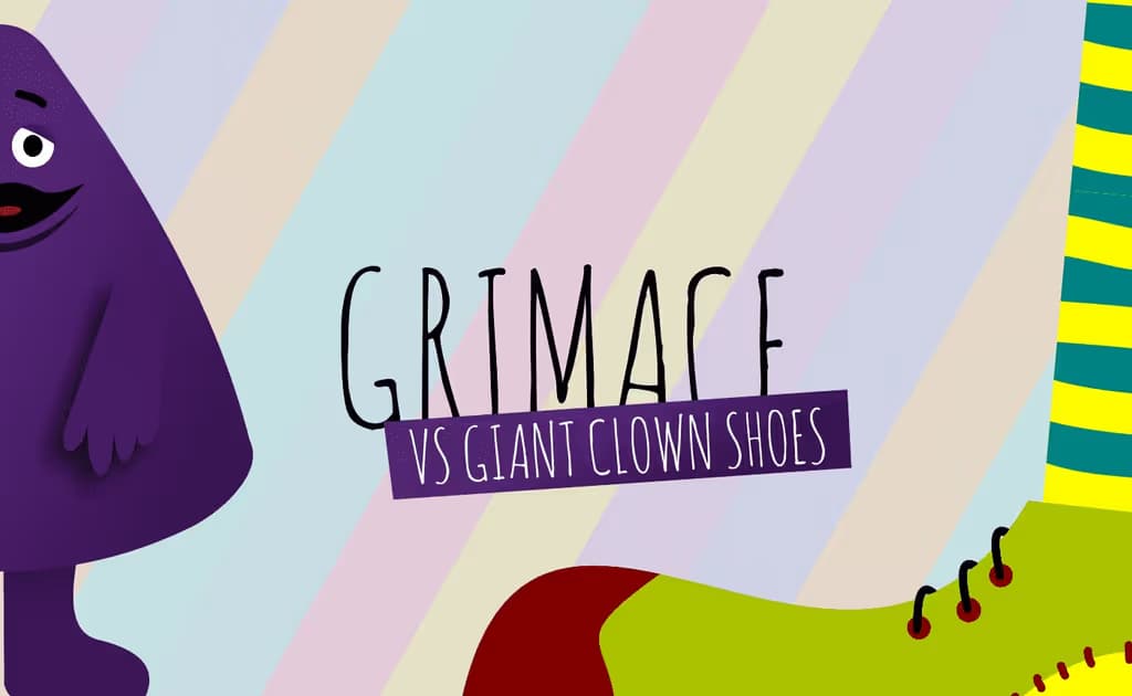 Grimace vs Giant Clown Shoes logo