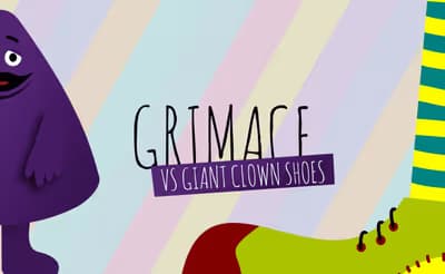 Grimace vs Giant Clown Shoes logo