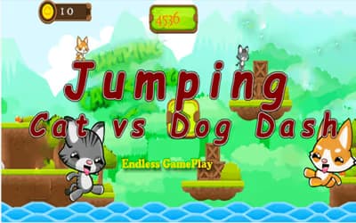 Jumping Cat vs Dog Dash logo
