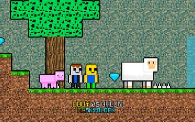 Obby vs Bacon MCSkyblock logo