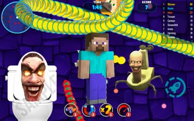 Skibidi Toilet Snake.io in Minecraft logo