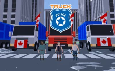 Truck and Police logo
