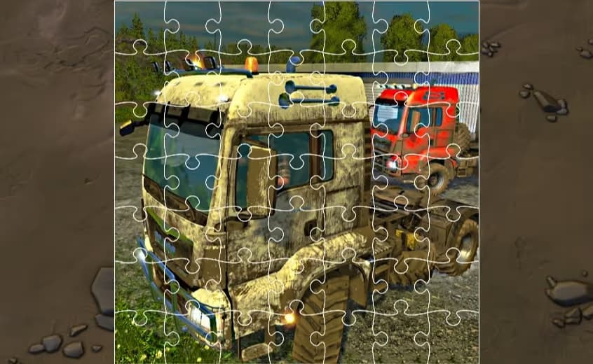 Trucks in Mud Jigsaw logo