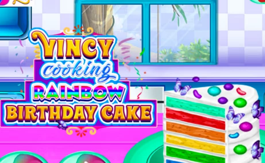 Vincy Cooking Rainbow Birthday Cake logo